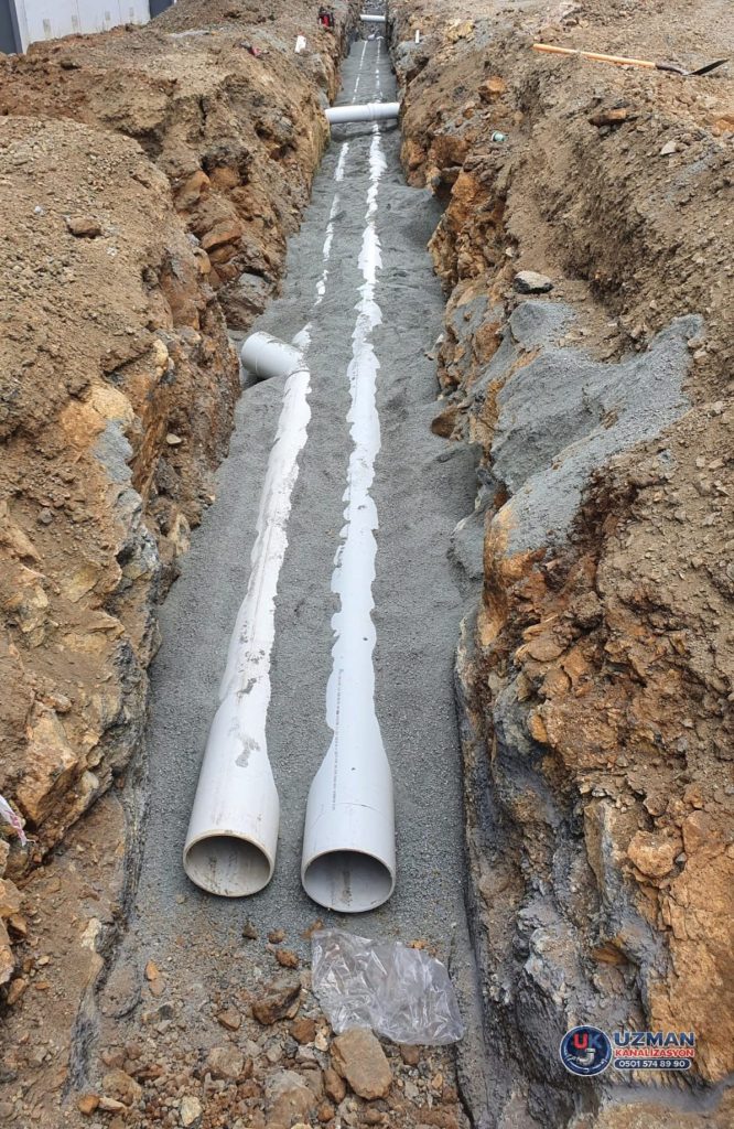 kanalizasyon borusu döşeme ana hat altyapı çalışması