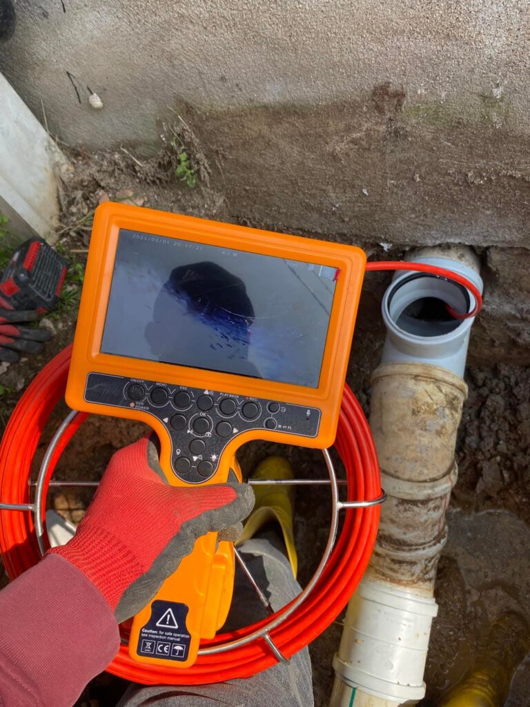 Pimaş boru içerisinde kamera ile kanalizasyon görüntüleme ve tıkanıklık tespiti